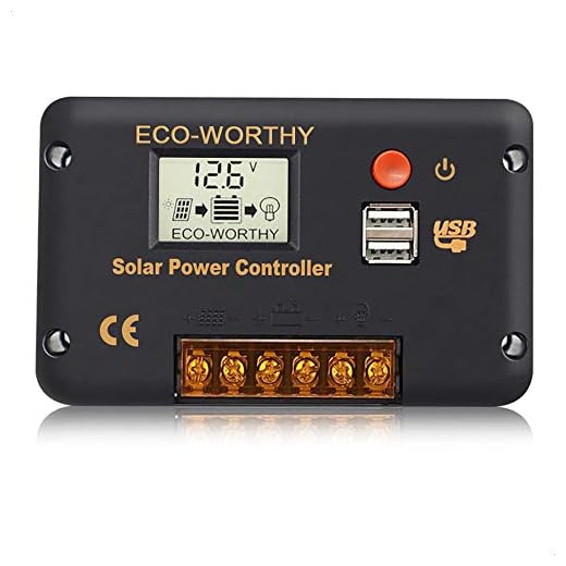 ECO-WORTHY Contrôleur de chargeur solaire PWM 20 A pour panneau solaire Régulateur intelligent avec port USB 12 V/24 V Écran LCD réglable