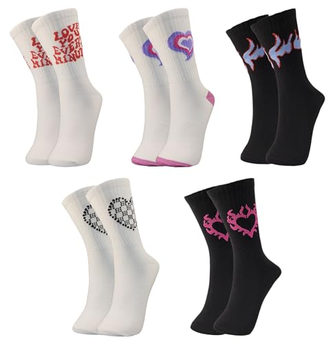 Image of TRAZO Women's Calf Length Designer Printed Multicolor, Multi-Purpose Socks | Socks for Women (Pack of 5)