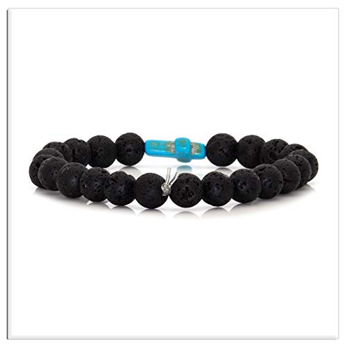 Image of Xusamss Fashion Religious Cross Bracelet 8mm Tiger Eye Turquoise Beads Elastic Bracelet,7 1 /2 wrist