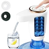 EasySpeed Dispensador de Agua de Doble Velocidad | Recargable 1200mAh Bomba de Grifo para Botellas con 2 Adaptadores | Compatible con Garrafas de 3 a 20 litros | para Camping, Blanco