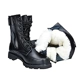 Steel Toe Boots for Men, Mens Winter Warm Fur Lined High Top Steel Toe Boots with Side Zipper, Waterproof Heavy Duty Safety Shoes with Puncture Protection, for Construction Work(6) Black