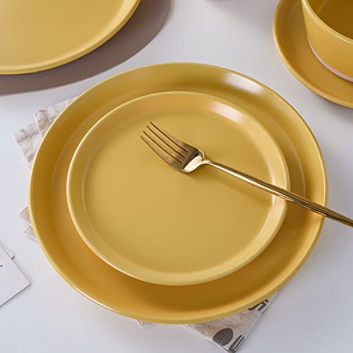 Stone Lain Jules Stoneware 16-Piece Round Dinnerware Set, Yellow,16-Piece Service For 4 #TOP2