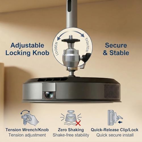 QLK Beamer Halterung Deckenhalterung, Beamerhalterungen Alu Universal, Schwenkbar Wandhalterung Projektor Wanddeckenhalterung Mini Projektorhalterung Decke für Projektor Wall Ceiling Mount