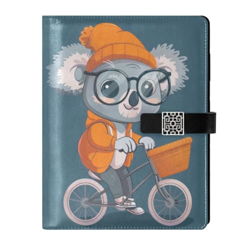 tplaotee Blue Koala bicycles Fun leather lined ruled notebook water
