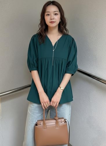 Image of Zilcon Women's Cotton Plain Styles Short Kurti for Women V-Neck Half Sleeve || Kurti for Woman || Short Kurtis for Woman