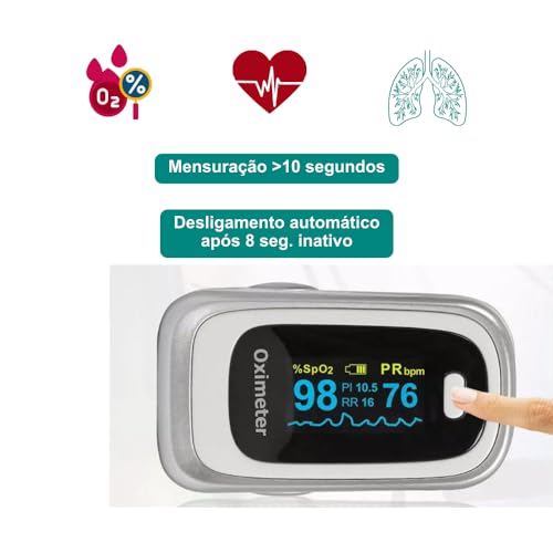 Oximetro portatil de dedo Saúde Medidor de dedo, pulso - pressão e Hemoglobina,Ouro