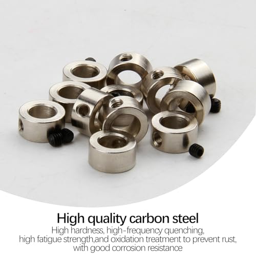 12stk Sicherungsringe 10mm aus Stahl, Stellringe mit Gewindesicherung, Tiefenanschlagringe für CNC und 3D Drucker, inklusive Befestigungsschrauben und Inbusschlüssel, Rostfrei und Langlebig