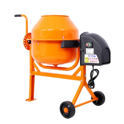3 CU FT Electric Cement Mixer, 1/3 HP Portable Electric Concrete Mixer Machine with Wheel and Stand, 120V Power Cement Mixer Machine for Stucco Mortar Seeds Fodder