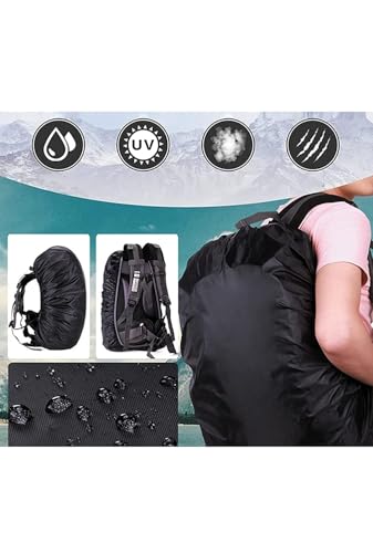 Image of Waterproof 55L to 75L Rain Cover for Rucksack Backpack Bag, Suitable Bags Cover for Hiking, Camping & Trakking XL Bag, Two Side Adjustable Buckle and Elastic Protect from Rain and dust, Black
