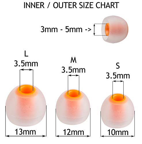 Xcessor (M 7 works (14 Pieces) of Silicone Replacement In Ear Earphone Medium Size Earbuds. Replacement Ear Tips for Popular In-Ear Headphones. Transparent/Orange - Image 4