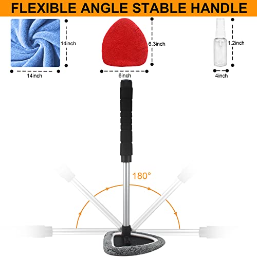 Sosickwithit Car Cleaning Window Tool, Microfiber Car Window Cleaning Tool With 2 Washable And Reusable Cloth Pad Head, Extendable Handle And Spray Bottle For Auto Glass Wiper Car #TOP2