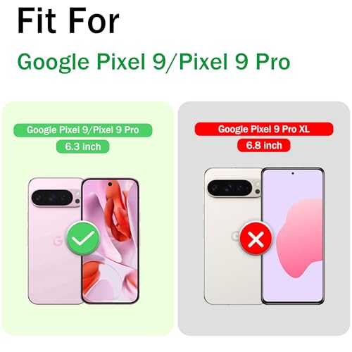 Jshru for Google Pixel 9 Case,Pixel 9 Pro Case,with 2 Pack Screen Protector,Military Grade Shockproof Case with Slide Camera Cover,Ring Stand Phone Cover for Google Pixel 9 | Pixel 9 Pro,Black