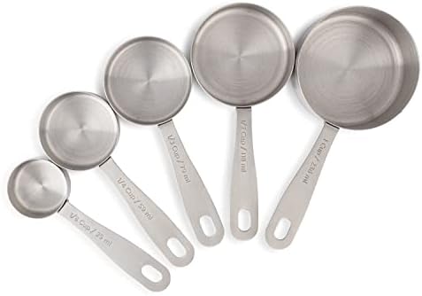 husMait Stainless Steel Measuring Cups - 5 Piece Heavy Duty Measuring Cup Set with Storage Ring