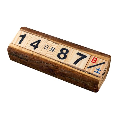 INOOMP 2pcs Wooden Manual Calendar Desk Decoration DIY Perpetual Table Calendar Vintage Wooden Date Display Small Size for Home Office Classroom Use