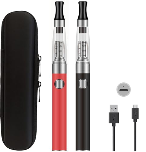 VapeMaster H2 Dual Vape Pens E Cigarettes Starter Kit - Easy To Fill And Charge, Long Lasting Battery, Pure Taste - No E-liquid, No Nicotine (Red & Black)
