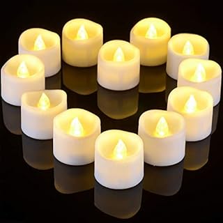 Ymenow Timer Tea Lights, 12pcs Battery Operated LED Flameless Flickering Tealight Votive Candles with 6 Hours Timer for Home Wedding Bedrooms Dinners Christmas Party Decor - Warm White