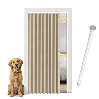 Jilron Komplettset Türvorhang Blickdicht mit Stange – Magnetverschluss für einfache Installation ohne Bohren(Creme-H198 x B106 cm) 1er-Pack