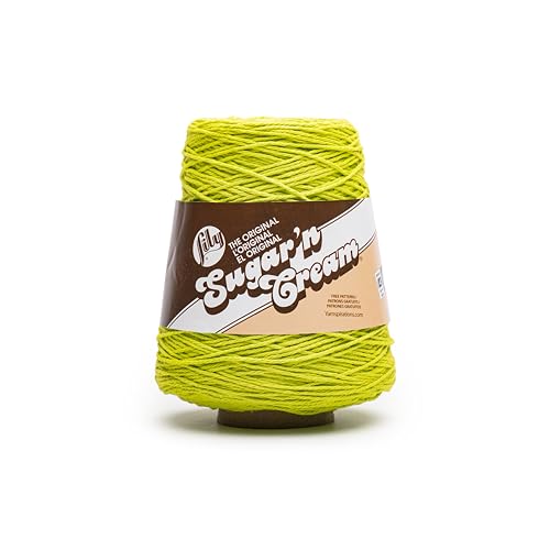 Image of Lily Sugar N Cream Cones HOT Green Yarn - 1 Pack of 400g /14oz - 100% Cotton - #4 Worsted (Medium) - 674 Yards - Knitting /Crochet