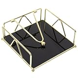 HOODANCOS Servilletero para Servilletas de Papel de Hierro Base Acrílica Dorada, Soporte Decorativo y Práctico para Mesa de Comedor, Cocina y Hogar, Diseño Compacto y Resistente