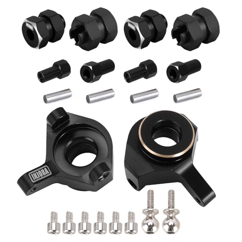 INJORA RC Brass Steering Knuckle and Black Hex Extension kit for Axial Scx24 Upgrades AXI90081...