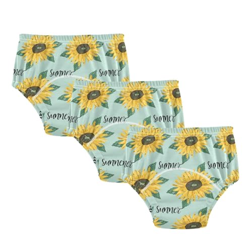 Sunflower Blossom Summer Cotton Potty Training Underwear Pants for Toddler Girls Boys, 2t, 3t, 4t, 5t