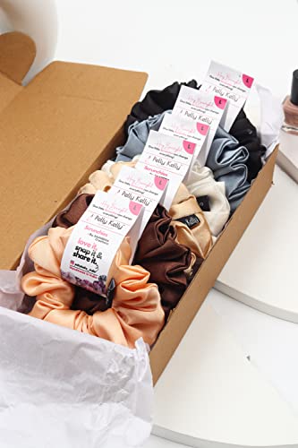Image of Premium Satin Scrunchies for Women | Hair Bands, Ponytail Holders & Rubber Bands | Large, Fluffy, No-Damage Hair Ties | Girls Hair Accessories | Large Size | Pack of 6