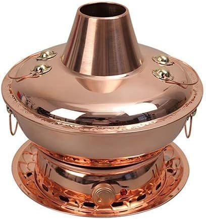 Pot chaud en cuivre pur double chauffage électrique et charbon mongol