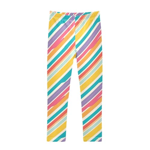 Abstract Rainbow Stripes Kids Baby Girls Athletic Leggings Casual Full Length Lounge Pants Running