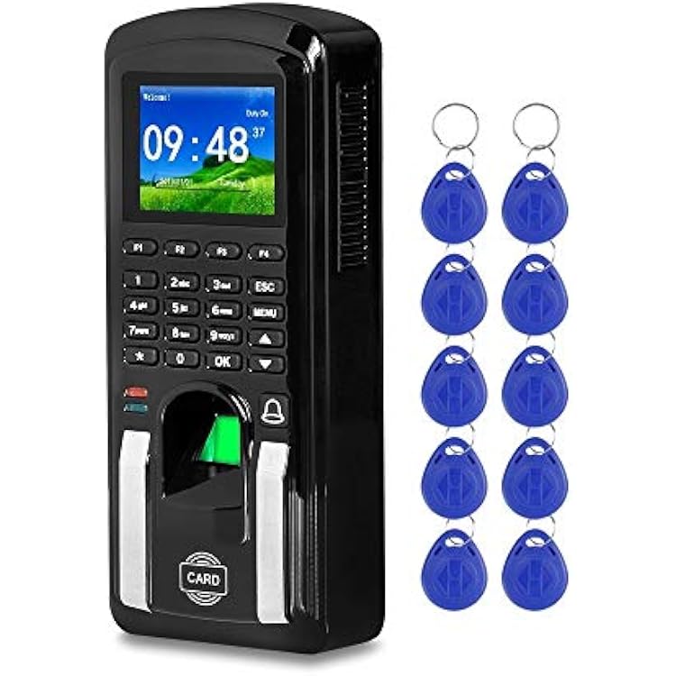 Attendance Machine Fingerprint Access Control TCPIP Biometric Time and Attendance System Machine Employee Sign-in Recorder 2.4 Inches Svart
