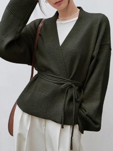 Image of WDIRARA Women's Wrap Long Sleeve Tie Front Cardigan