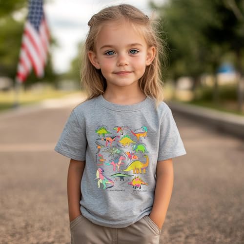 Image of T Shirts for Boys Toddler Girls Dino Types of Dinosaurs Kids Retro Tshirt Kids Summer Tee Tops 2-7 Years