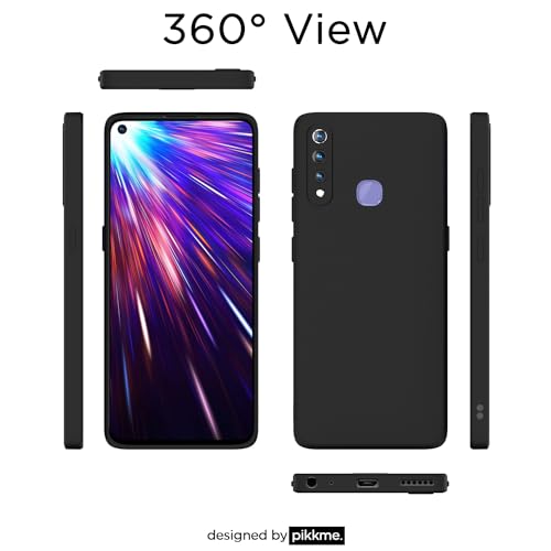 Image of Outlouders Back Cover for Vivo Z1 Pro | Camera Protection | Durable Soft Matte Silicone Bumper Case (Black)