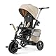 Kinderkraft Dreirad EASYTWIST, Kinderdreirad, Jogger, mit Zubehör, Dachfenster, Sicherheitsgurte, 360 Grad Drehbar, Freilaufrad, Schubstange, ab 9 Monate bis 5 Jahre, Bequemer Sitz, Beige