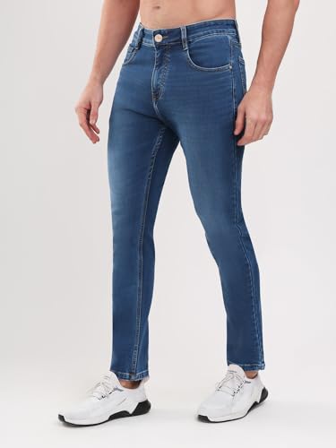 Image of SPARKY Men Narrow Fit Solid Jeans |Stretch Denim Summer