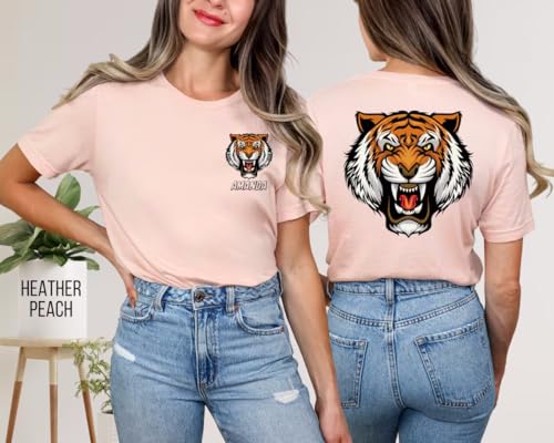 Custom Tigers Shirt, Personalized Mascot Tee, Customized School Team Support Tee, Personalized Birthday Girl Party Shirt, Tigers Sports Gift2
