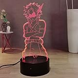 Laysinly Bakugo Anime 3D Night Light, Bakugou Katsuki Figure Bedroom Night Lamp for Kids, Bakugou 16 Colors Remote Control LED Desk Lamp, Birthday Christmas Atmosphere Light for Kids, Teen
