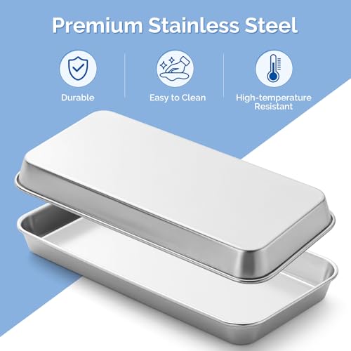 Image of JMU Stainless Steel Tray 4 Pack, SL304 Thickened Stainless Steel Surgical Tray for Medical Instruments, 8.7 inch x 4.5 inch x 0.9 inch