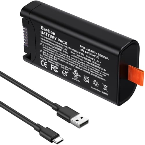 Bayhon 5000mAh 7.4V 37Wh Rechargeable Lithium-ion Spare Battery Compatible with PartyBox Club 120 Perfect Replacement for Battery 200-(1 Pack)