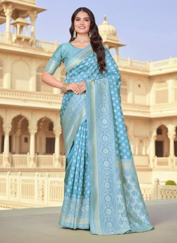 Image of Glory Sarees Women's Woven Pure Soft Kanjivaram Silk Saree Banarasi Style With Blouse Piece for Wedding