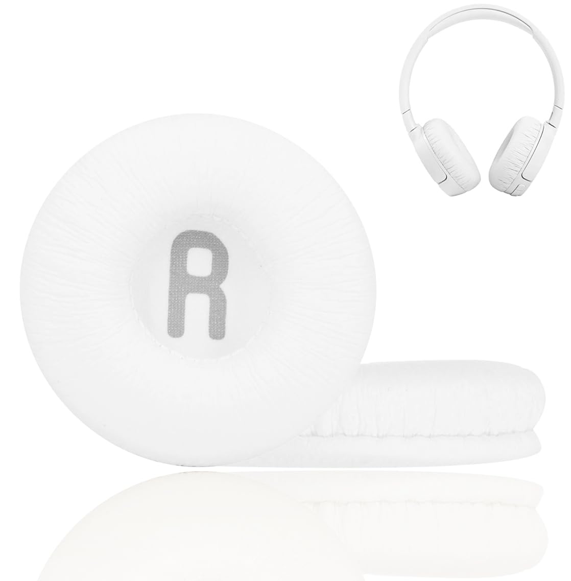 SEEFY Replacement Ear Pads for Sony MDR-ZX110/MDR-ZX330BT/V150/WH-CH500;Ear Cushions&Headband Compaticable with JBL Tune 600bt/T500BT/T450BT &Many Other 70MM Round On-Ear Headphones (Earpads White)