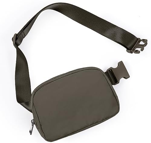 ODODOS Unisex Mini Belt Bag with Adjustable Strap Small Fanny Pack for Workout Running Traveling Hiking, Turkish Coffee