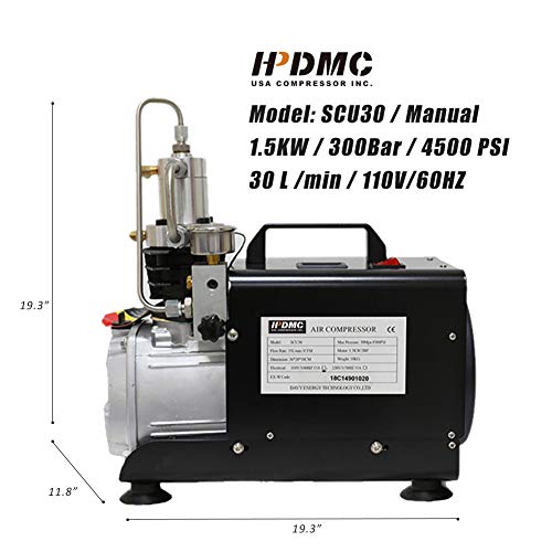 HPDMC 110v 300bar Portable Air Compressor Paintball Fill Station for PCP Game (Manual Stop) - Thumbnail 7