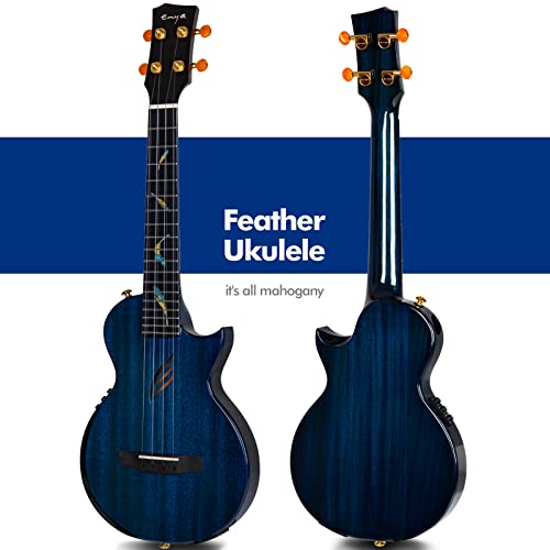 Enya Tenor Ukulele All Mahogany Ukulele With Built-In Acousticplus Pickup And Deluxe Ukulele Case(Eut-Feather Blue) #TOP1
