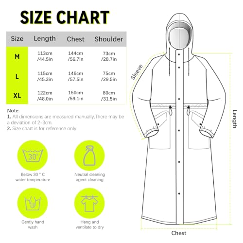 Image of PALAY Rain Ponchos for Men Women, Reusable PEVA Raincoats with Hood for Rain Ponchos for Camping, Hiking, Music Festival, Outdoor Activities