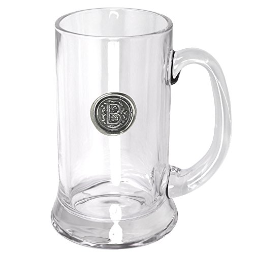 English Pewter Company 1 Pint Monogram Initial Beer Mug Glass Tankard - Unique Gifts For Men - Personalized Gift With Your Choice Of Initial (M) MON013 - Thumbnail 3