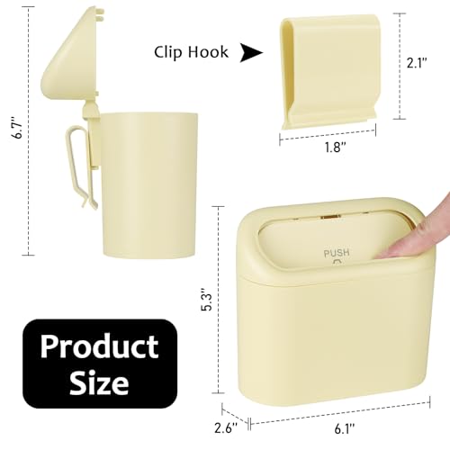 Image of Accmor Car Trash Can, Portable Vehicle Trash Bin with Lid, Car Dustbin Garbage Organizer Holder with One Roll Trash Bag, Leakproof Hanging Mini Cars Storage Bag Container for Auto, SUV, Office (Beige)