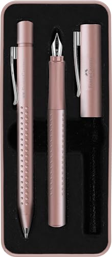 Faber-Castell 201539 Grip 2011 Coffret cadeau rose pâle, avec stylo plume M et stylo à bille XB, dans un étui en métal