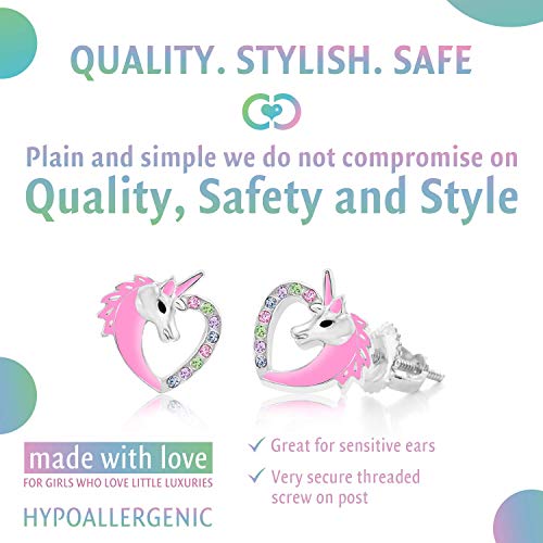 Chanteur Crystal Pink Enamel Crystal Unicorn Hearts Kids Baby Girl Tween2