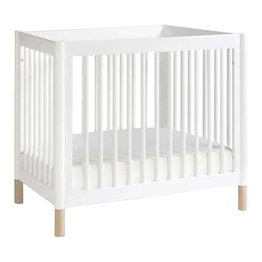 Babyletto Gelato 4-in-1 Convertible Mini Crib in White and Washed Natural, Greenguard Gold Certified