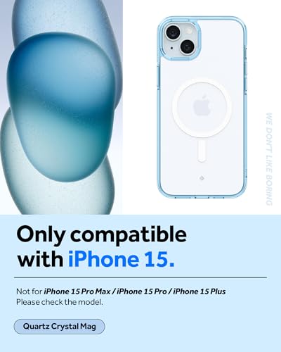 Image of Spigen Caseology Quartz Crystal Mag Back Cover Case for iPhone 15, MagSafe Compatible, Clear Transparent - PC+TPU | Crystal Blue